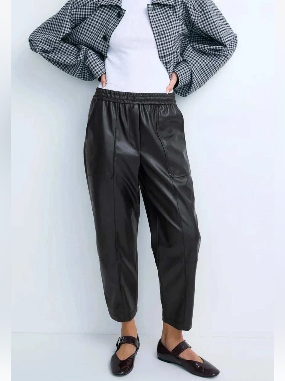 3.1 Phillip Lim Faux Leather Pull On Crop Trouser Pants Size S